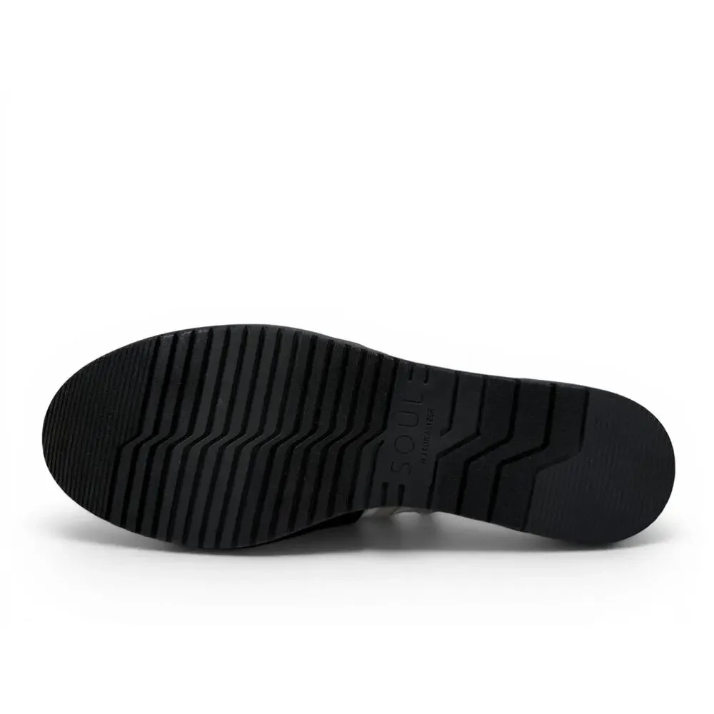 Soul Naturalizer Intro Flat Wedge Womens 8.5 W Black Comfort Slip On Ankle Strap